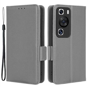 Voor Huawei P60 / P60 Pro Litchi textuur PU lederen portemonnee beschermhoes Stand telefoonhoes met riem