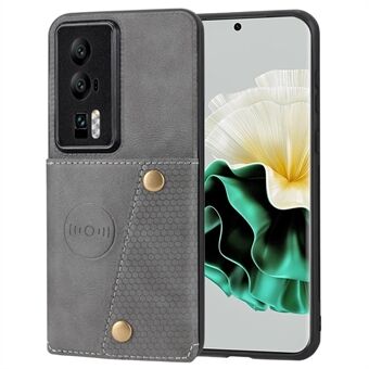 Voor Huawei P60 / P60 Pro Kickstand Case Kaarthouder PU-leer gecoat TPU Telefoonhoesje met metalen plaat voor automontage