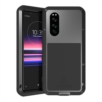 Love MEI gehard glas + metaal + siliconen valbestendig schokbestendig stofdicht telefoonhoesje voor Sony Xperia 5