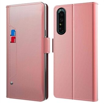 Voor Sony Xperia 1 II Stand Folio Flip-telefoonhoes Anti-val PU-leer + TPU magnetische hoes met make-upspiegel