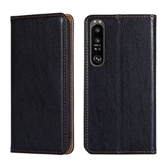 PU lederen folio flip Stand portemonnee telefoon cover beschermer voor Sony Xperia 1 III 5G - zwart