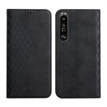 Voor Sony Xperia 1 III 5G Rhombus Bedrukt Folio Flip Wallet Case Volledige lichaamsbescherming Stand Magnetische absorptie Telefoonhoes