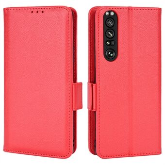 Voor Sony Xperia 1 III 5G schokbestendig telefoonhoesje Litchi textuur PU lederen Stand portemonnee beschermhoes