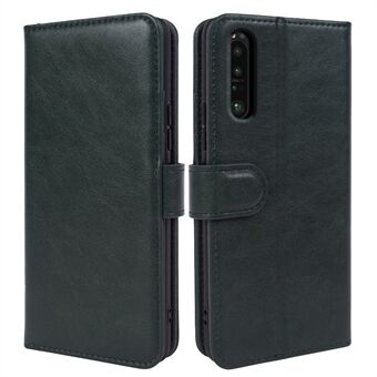 Voor Sony Xperia 1 III 5G Echt rundleer Portemonnee Telefoonhoesje Wasachtige textuur Stand Cover