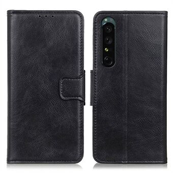 Voor Sony Xperia 1 IV Stand Portemonnee Telefoon Flip Case PU-leer Crazy Horse-textuur Goed beschermde magnetische hoes