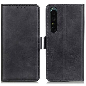 Voor Sony Xperia 1 IV getextureerde lederen portemonnee telefoonhoes dubbele magnetische Stand standaard functie flip cover