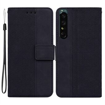 Voor Sony Xperia 1 IV Geometriepatroon Bedrukt Stand Telefoonhoesje Bumpbestendig PU lederen portemonnee flip cover