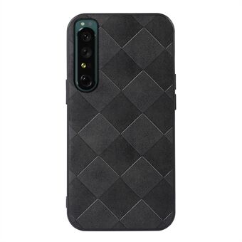 Slanke telefoonhoes voor Sony Xperia 1 IV Rastertextuur PU-leer gecoate hybride telefoonhoes Schokbestendige achterkant van de telefoon