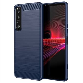 Voor Sony Xperia 1 IV Koolstofvezeltextuur Vingerafdrukvrij telefoonhoesje Geborstelde TPU-achterkant