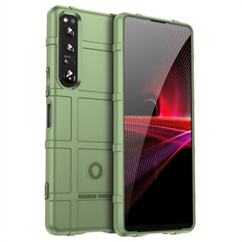 Voor Sony Xperia 1 IV Robuust Vierkant Raster Telefoonhoesje Anti- Scratch Verdikte TPU Cover