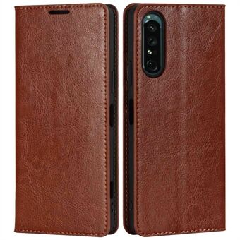 Voor Sony Xperia 1 IV lederen portemonnee telefoonhoes Crazy Horse textuur Stand volledige bescherming magnetische absorptie cover