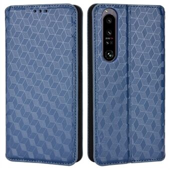 Bedrukt hoesje met Rhombus voor Sony Xperia 1 IV, PU lederen Stand magnetische automatische sluiting portemonnee telefoonhoes