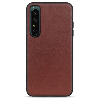 Scratch getextureerd telefoonhoesje voor Sony Xperia 1 IV Echt lederen telefoonhoes PC + TPU hybride hoes