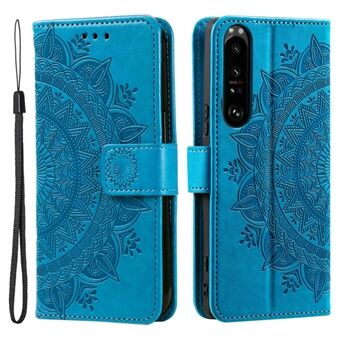 Voor Sony Xperia 1 IV 5G Anti-val Telefoon Flip Case Mandala Bloemenpatroon Bedrukt PU Lederen Portemonnee Cover Magnetische Sluiting Stand