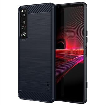 MOFI JK TPU Series-1 voor Sony Xperia 1 IV 5G Anti- Scratch Koolstofvezeltextuur Case Geborsteld oppervlak Zachte TPU Achterkant