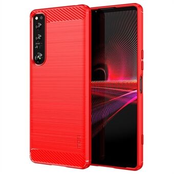 MOFI JK TPU Series-1 voor Sony Xperia 1 IV 5G Anti- Scratch Koolstofvezeltextuur Case Geborsteld oppervlak Zachte TPU Achterkant