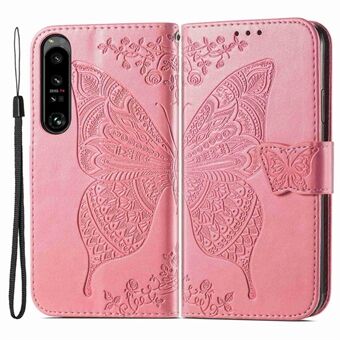 Voor Sony Xperia 1 IV 5G bedrukt vlinderpatroon Stand case PU lederen magnetische sluiting portemonnee cover