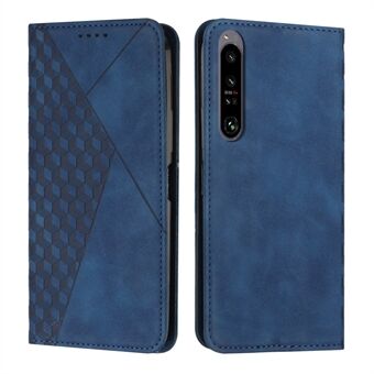 Voor Sony Xperia 1 IV 5G Magnetisch automatisch sluiten Bedrukt Rhombus PU lederen flip portemonnee hoesje Stand Skin-touch gevoel Telefoonhoesje