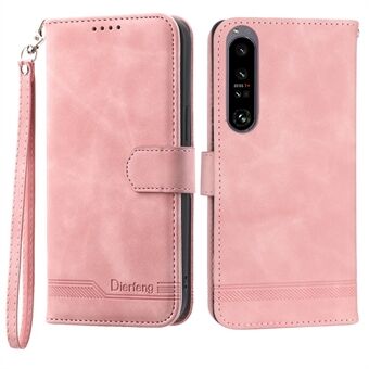 DIERFENG DF-03 mobiele telefoonhoes voor Sony Xperia 1 IV 5G, lijnen bedrukt PU lederen portemonnee Stand hoesje