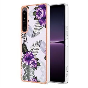 Telefoonhoesje voor Sony Xperia 1 IV 5G, YB IMD Series-1 Marmer Bloemenpatroon IMD IML TPU Telefoonhoesje