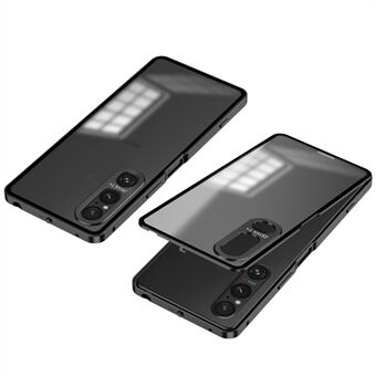 Voor Sony Xperia 1 V Matte Case Aluminiumlegering+PC Telefoonhoes met Pop-Up Klikslot