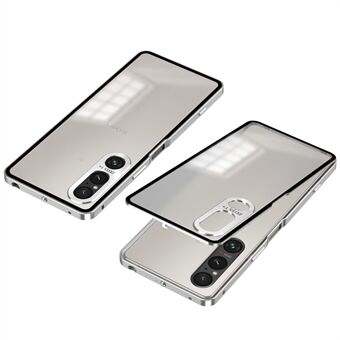 Voor Sony Xperia 1 V Matte Case Aluminiumlegering+PC Telefoonhoes met Pop-Up Klikslot