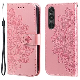 Voor Sony Xperia 1 V hoesje Bloemenpatroon Portemonnee Stijl Leren Telefoonhoesje