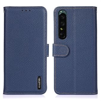 KHAZNEH Anti-drop telefoonhoes voor Sony Xperia 1 V, echt leer Litchi textuur portemonnee Stand beschermhoes