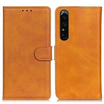 Voor Sony Xperia 1 V PU lederen telefoonhoes Stand portemonnee koeienhuid textuur mobiele telefoonhoes