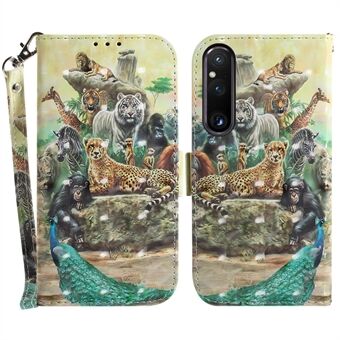 Portemonnee-telefoonhoesje voor Sony Xperia 1 V Schokbestendig hoesje PU-leer Folio Flip Cover met riem