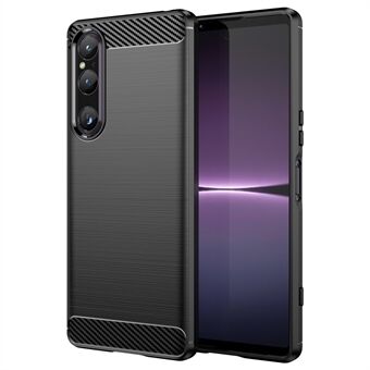 Voor Sony Xperia 1 V Geborsteld telefoonhoesje Koolstofvezeltextuur Telefoonhoesje voor mobiele telefoon