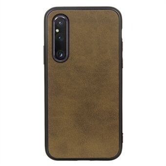 Voor Sony Xperia 1 V PU-leer + TPU + PC-telefoonhoes Koeienhuidtextuur Schokbestendige achterkant