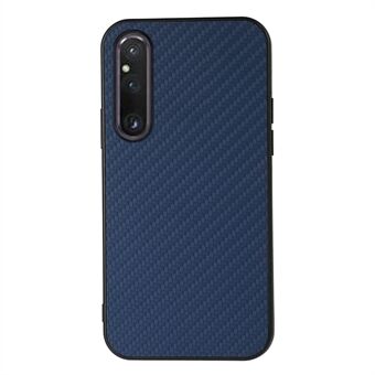 Voor Sony Xperia 1 V Slanke koolstofvezeltextuur Telefoonhoes PU-leer gecoate TPU-valbeschermingshoes