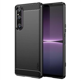 MOFI JK TPU Series-1 voor Sony Xperia 1 V Koolstofvezel geborsteld telefoonhoesje Zachte TPU telefoon achterkant