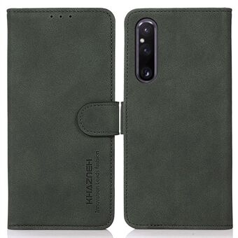 KHAZNEH voor Sony Xperia 1 V anti-fading lederen telefoonhoes Stand portemonnee cover met gestructureerd oppervlak