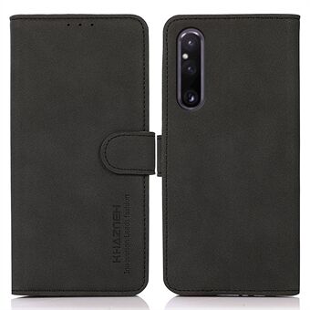 KHAZNEH voor Sony Xperia 1 V anti-fading lederen telefoonhoes Stand portemonnee cover met gestructureerd oppervlak