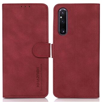 KHAZNEH voor Sony Xperia 1 V anti-fading lederen telefoonhoes Stand portemonnee cover met gestructureerd oppervlak