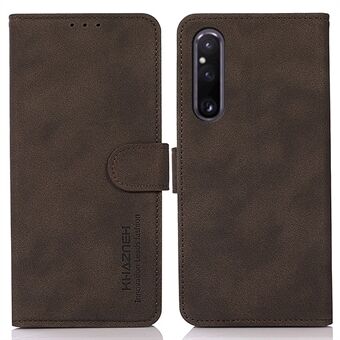 KHAZNEH voor Sony Xperia 1 V anti-fading lederen telefoonhoes Stand portemonnee cover met gestructureerd oppervlak