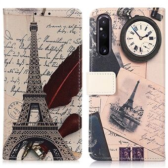 Voor Sony Xperia 1 V Patroonprint Telefoonhoes Lederen portemonnee Flip Stand Smartphone Cover