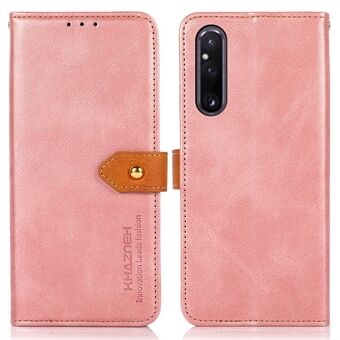 KHAZNEH PU lederen telefoonhoes met koeienhuidtextuur voor Sony Xperia 1 V portemonnee Stand telefoonhoes