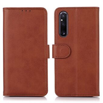 Voor Sony Xperia 1 V lederen Stand portemonnee telefoonhoes koeienhuid textuur mobiele telefoon anti-drop cover