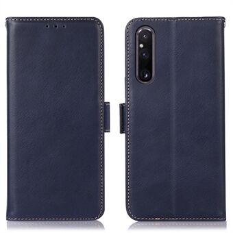 Echt rundleer telefoonhoesje voor Sony Xperia 1 V Crazy Horse textuur RFID- Stand portemonnee-shell