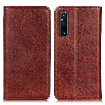 Voor Sony Xperia 1 V PU lederen portemonnee- Stand Mobiele telefoonstandaard Cover Crazy Horse-textuur Telefoonshell