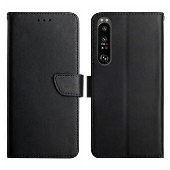 HT02 Voor Sony Xperia 1 V Nappa Textuur Telefoon Case Stand Portemonnee Echt Koe Lederen Flip Telefoon Cover