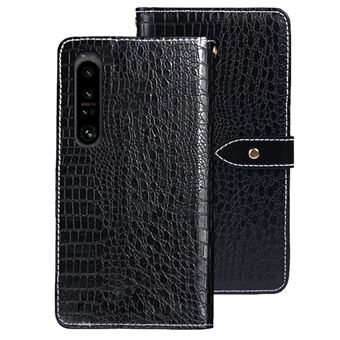 IDEWEI Stand Cover voor Sony Xperia 1 V PU lederen telefoonhoes krokodiltextuur Portemonnee Shell