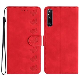 Voor Sony Xperia 1 V Drop-proof Butterfly bedrukte Shell PU lederen portemonnee Stand telefoonhoes