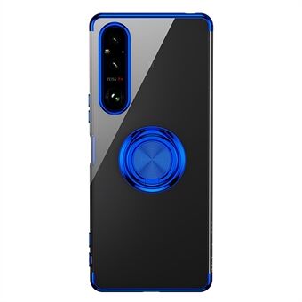 Voor Sony Xperia 1 V Electroplating TPU-telefoonhoes met Ring Anti-drop achtercover