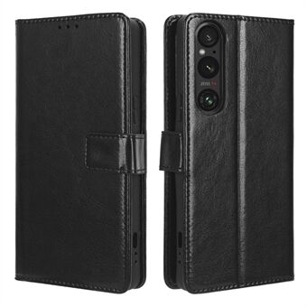 Schokbestendige hoes voor Sony Xperia 1 V Crazy Horse Texture PU lederen telefoon portemonnee Stand case