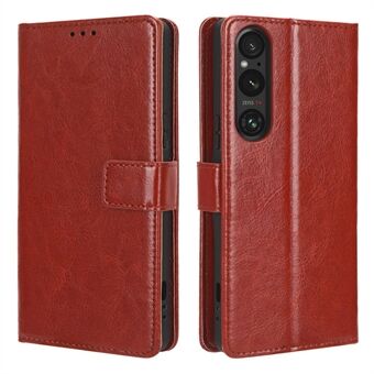 Schokbestendige hoes voor Sony Xperia 1 V Crazy Horse Texture PU lederen telefoon portemonnee Stand case