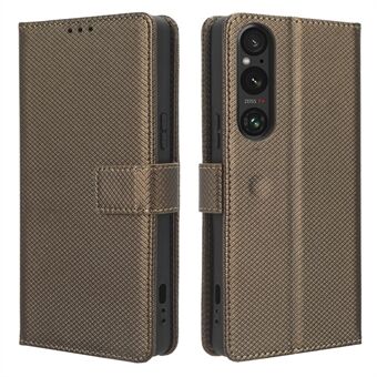 Diamond Texture Case voor Sony Xperia 1 V PU lederen portemonnee Stand schokbestendige telefoonhoes